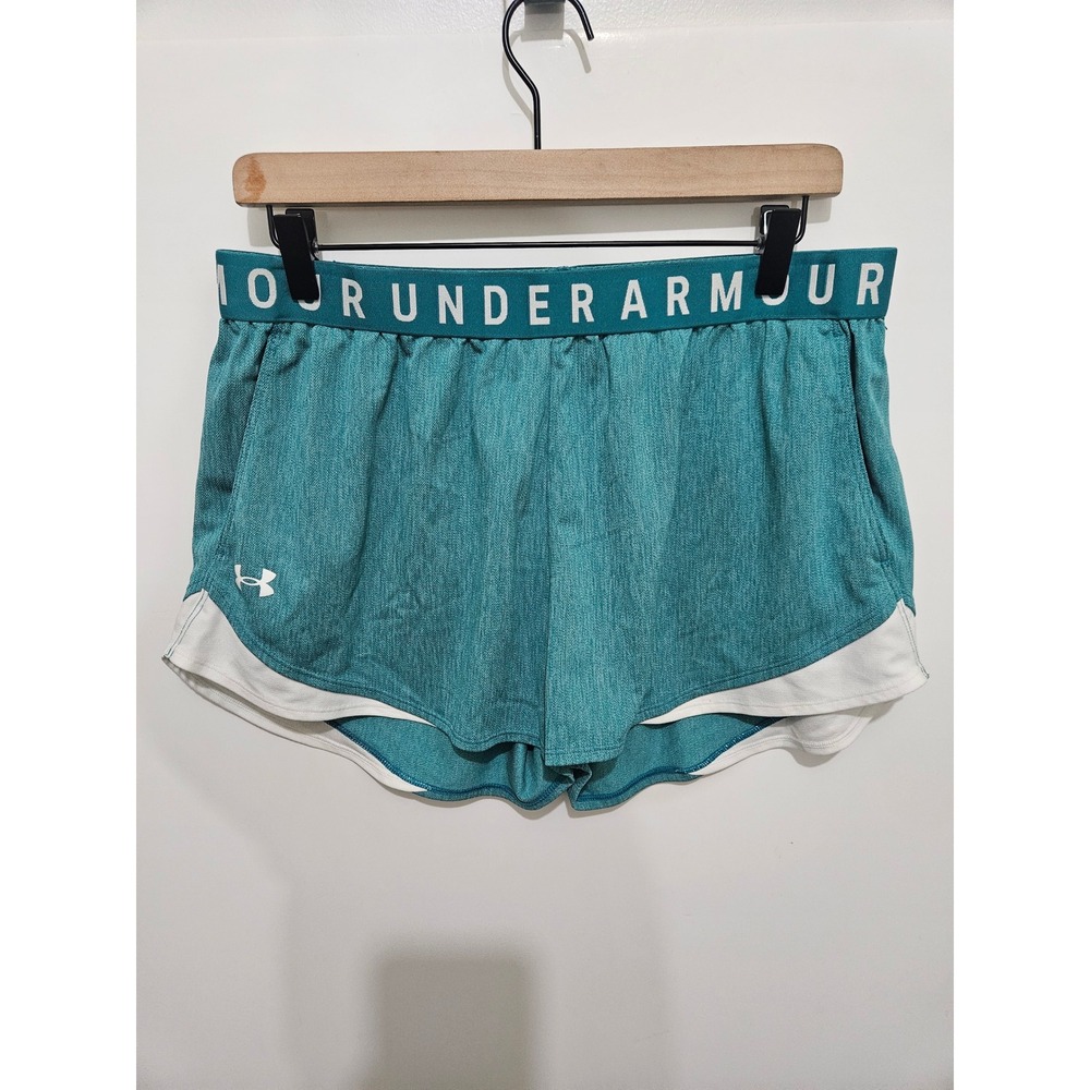Under‎ Armour Play Up 2.0 Shorts Womens XL Teal Heather Athletic Gym Running
